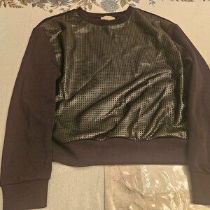Elie Tahari Faux Leather Sweatshirt